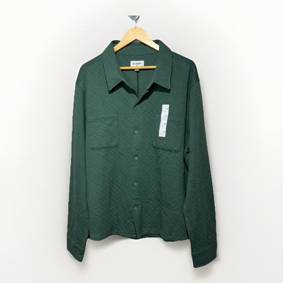Goodfellow Shirt Men’s XXL Green Quilted Long Sleeve Polished Leaf Button-up - Picture 1 of 7